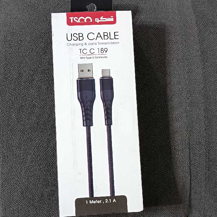 کابل شارژ تایپ سی TC C189 تسکو یک متری کنفی type-c  گارانتی6ماهه