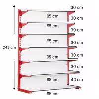 قفسه سوپری‌ خودایست 7 طبقه 95x30 ارتفاع 245 - قفسه‌بندی وکیلی