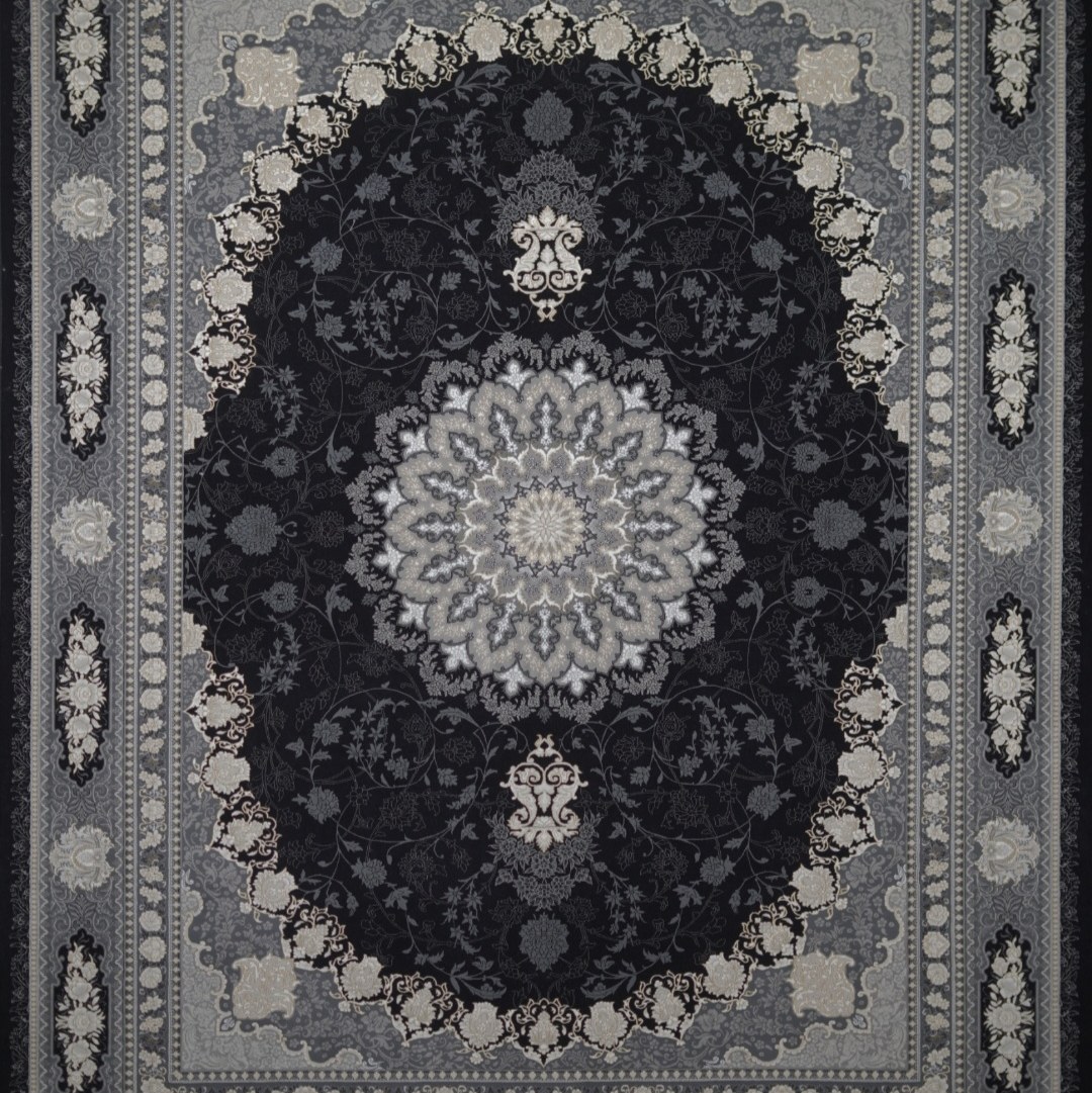 فرش 700 شانه  اکرولیک  12 متری   طرح آنیسا سورمه ای