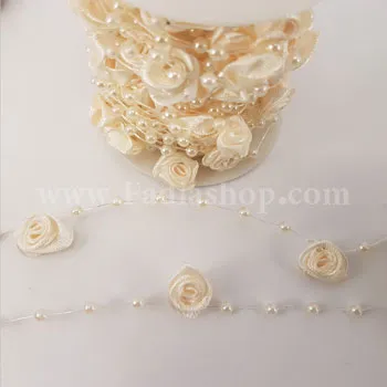 نوار توپی گل رز کرم