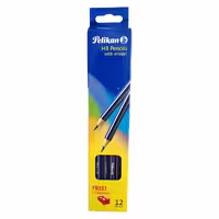 مداد مشکی پلیکان مدل HB with erasers بسته 12 عددی