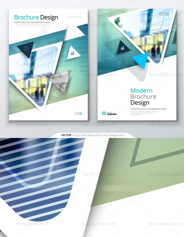 وکتور بروشور مدرن انتزاعی دو طرفه شماره 02 - گرافیک با طعم تربچه