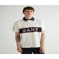 تی شرت یقه پولو نود مردانه بلوک رنگ متناسب با کرم Gant
