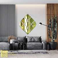 آینه آسان نصب طلایی مدل نگین کد SQ0702