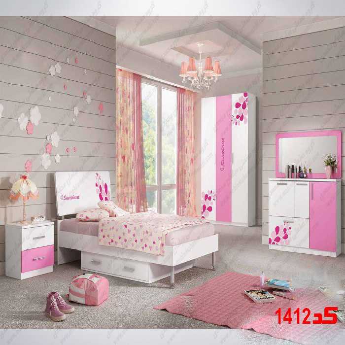 سرویس خواب جوان و نوجوان کد1412 شامل تخت -کمد -میزارایش – پاتختی