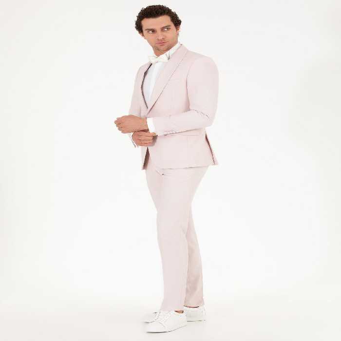 کت و شلوار مردانه صورتی پودری کاشارل