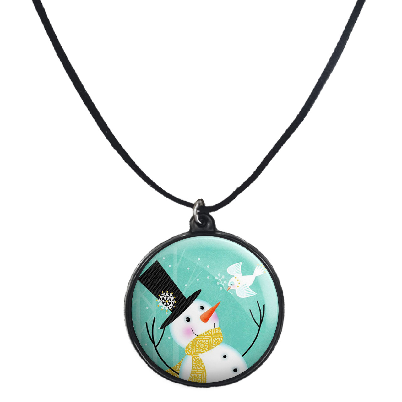 گردنبند پرمانه طرح آدم برفی کد pmb.30384 مدل دو طرفه