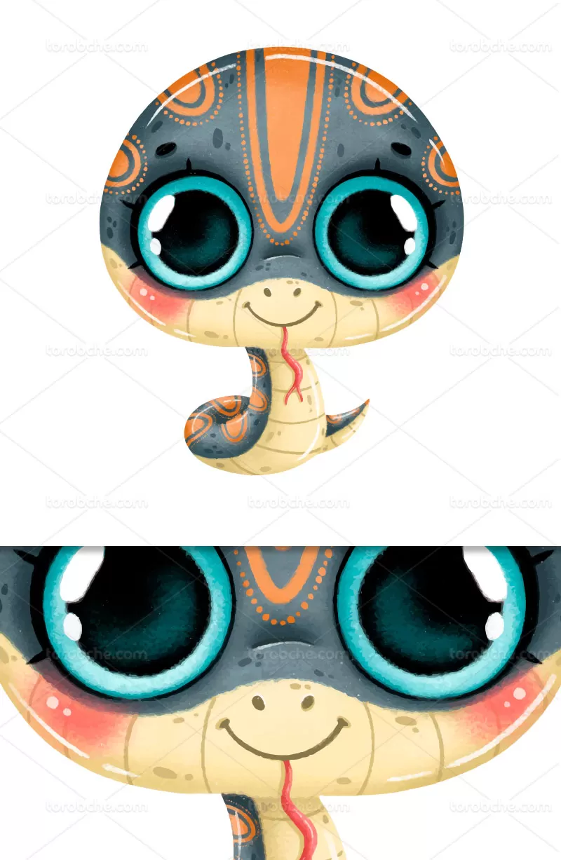 وکتور کاراکتر مار آبرنگی | گرافیک با طعم تربچه