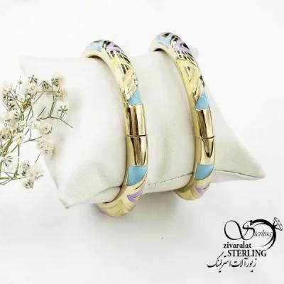 دستبند مینا کاری النگویی طرح طلا کد 18783