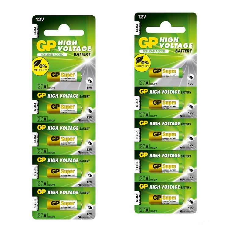 باتری 27A جی پی مدل High voltage بسته ۱۰ عددی 