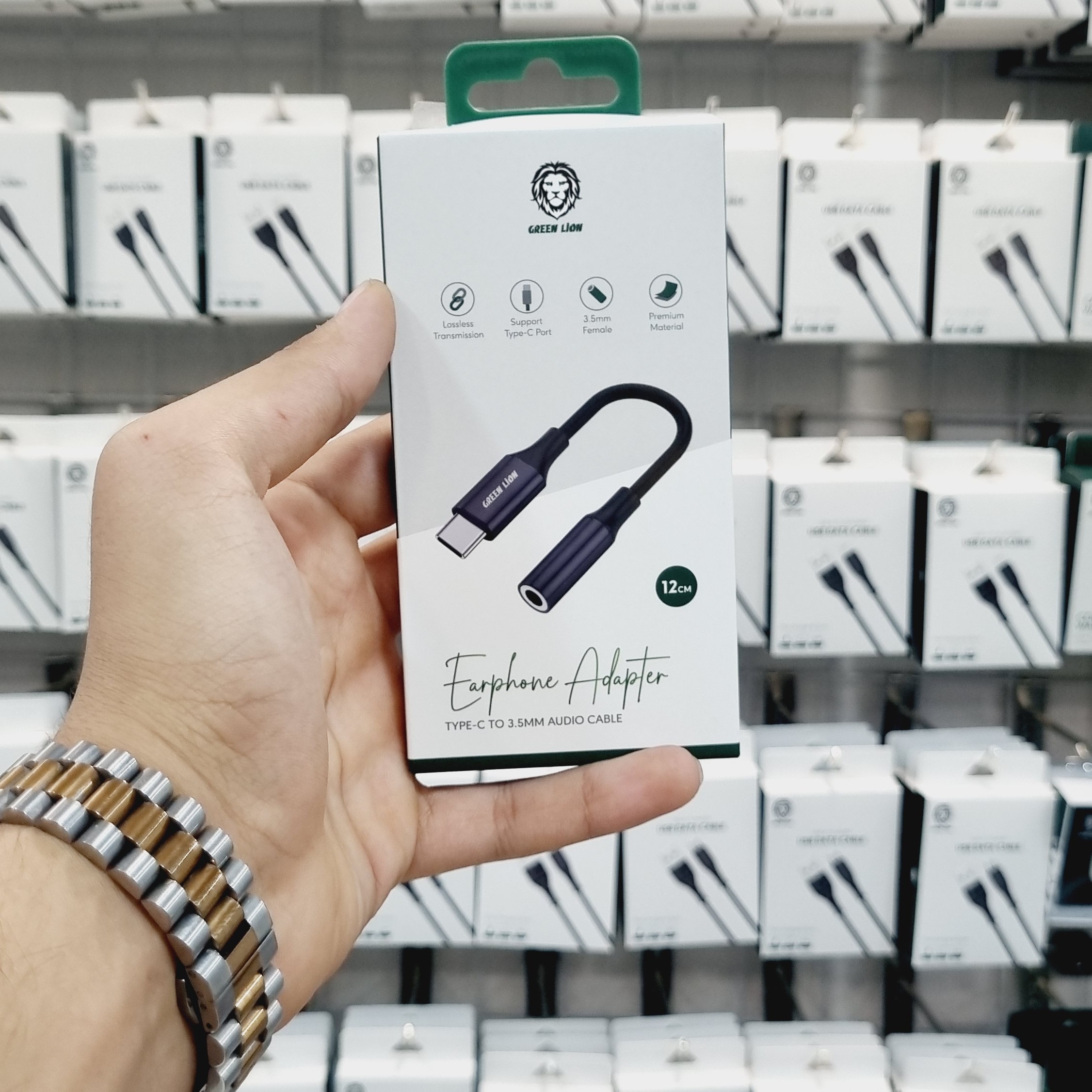 تبدیل تایپ سی  به جک صوتی 3.5 میلی متری از برند گرین لاین با 8 ماه گارانتی typec to 3.5 mm cable 