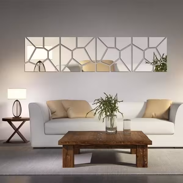آینه  دکوراتیو مولتی استایل طرح الماس 2، ابعاد 25 در 100، در دو رنگ طلایی و نقره ای