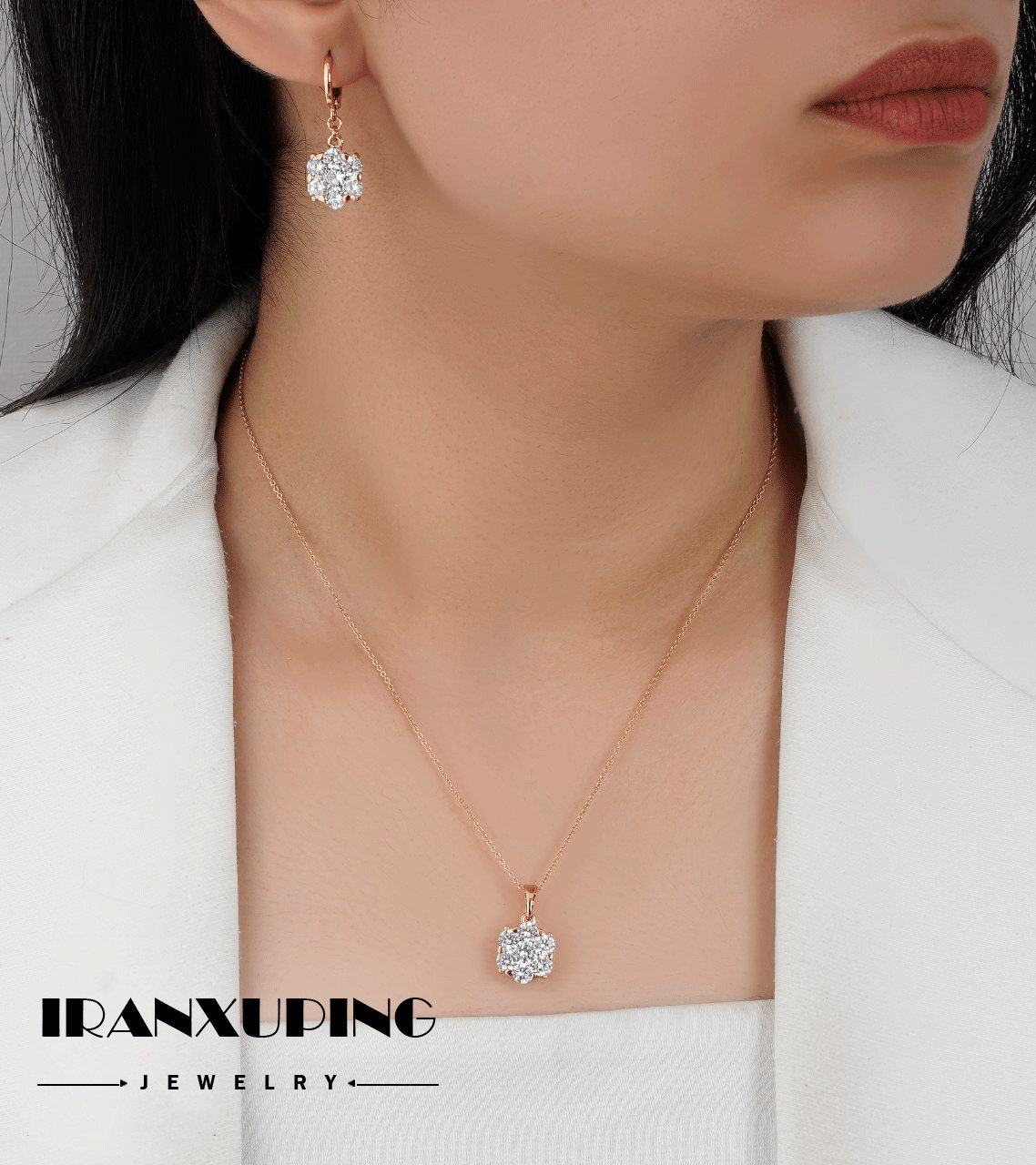 نیم ست بدون زنجیر ژوپینگ اصل با روکش طلا 24 عیار کد XPH46226