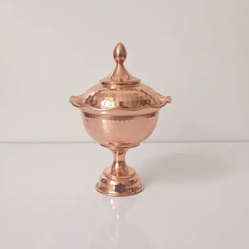 قندان مسی پایه دار طرح لاله نانو شده سایز دو