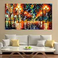 تابلو بوم طرح شب بارانی عاشقانه مدل SDB3010