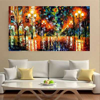 تابلو بوم طرح شب بارانی عاشقانه مدل SDB3010