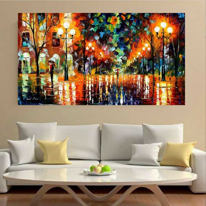 تابلو بوم طرح شب بارانی عاشقانه مدل SDB3010
