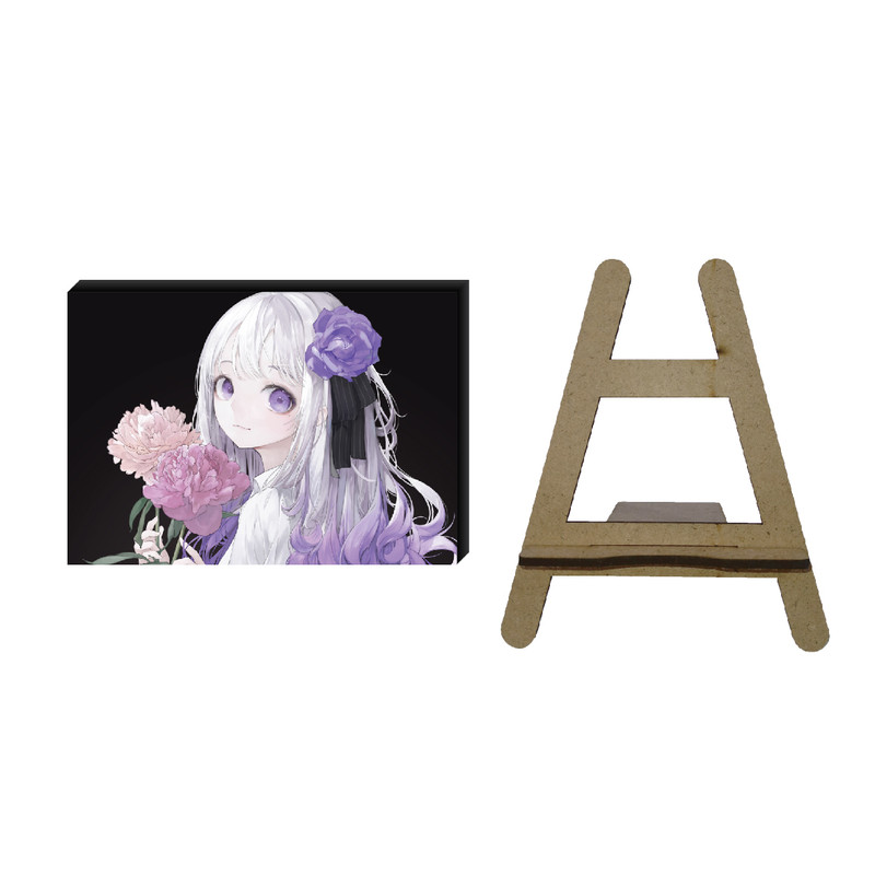 تابلو شاسی مدل انیمه پنتون طرح دخترک گل فروش کد 1 به همراه پایه نگهدارنده | دنیای قاب