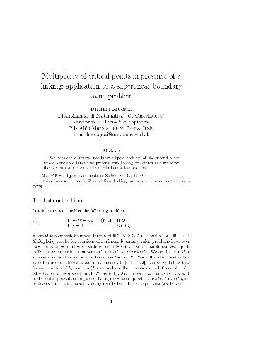 خرید و دانلود نسخه کامل کتاب Multiplicity of critical points in presence of a linking application to a superlinear boundary value problem