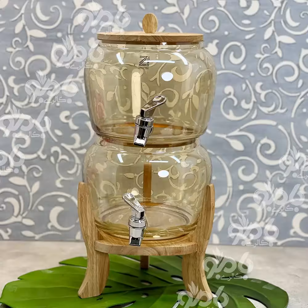 کلمن 2 طبقه چوب شیشه ای اولگا