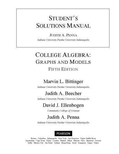 خرید و دانلود نسخه کامل کتاب Student's Solutions Manual for College Algebra: Graphs and Models