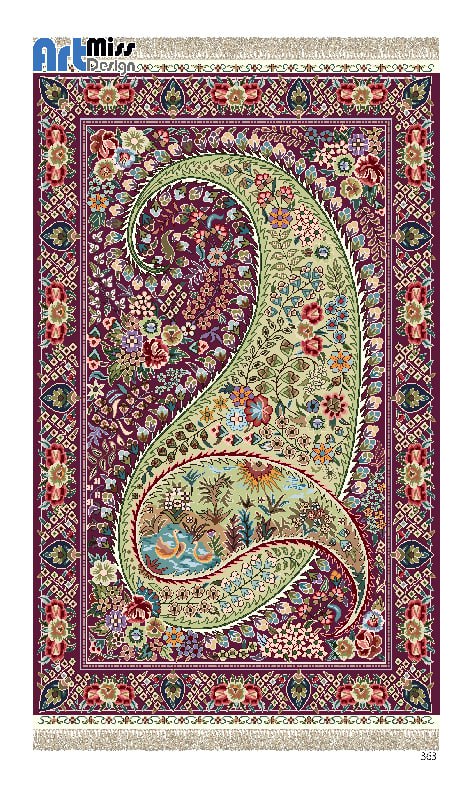 قالیچه درجه1 در ابعاد متنوع با ترمز فرش زمینه بنفش روشن