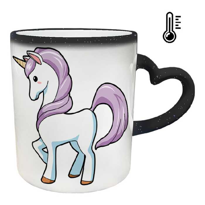 ماگ حرارتی مدل دسته قلبی اکلیلی طرح یونیکورن کد 35