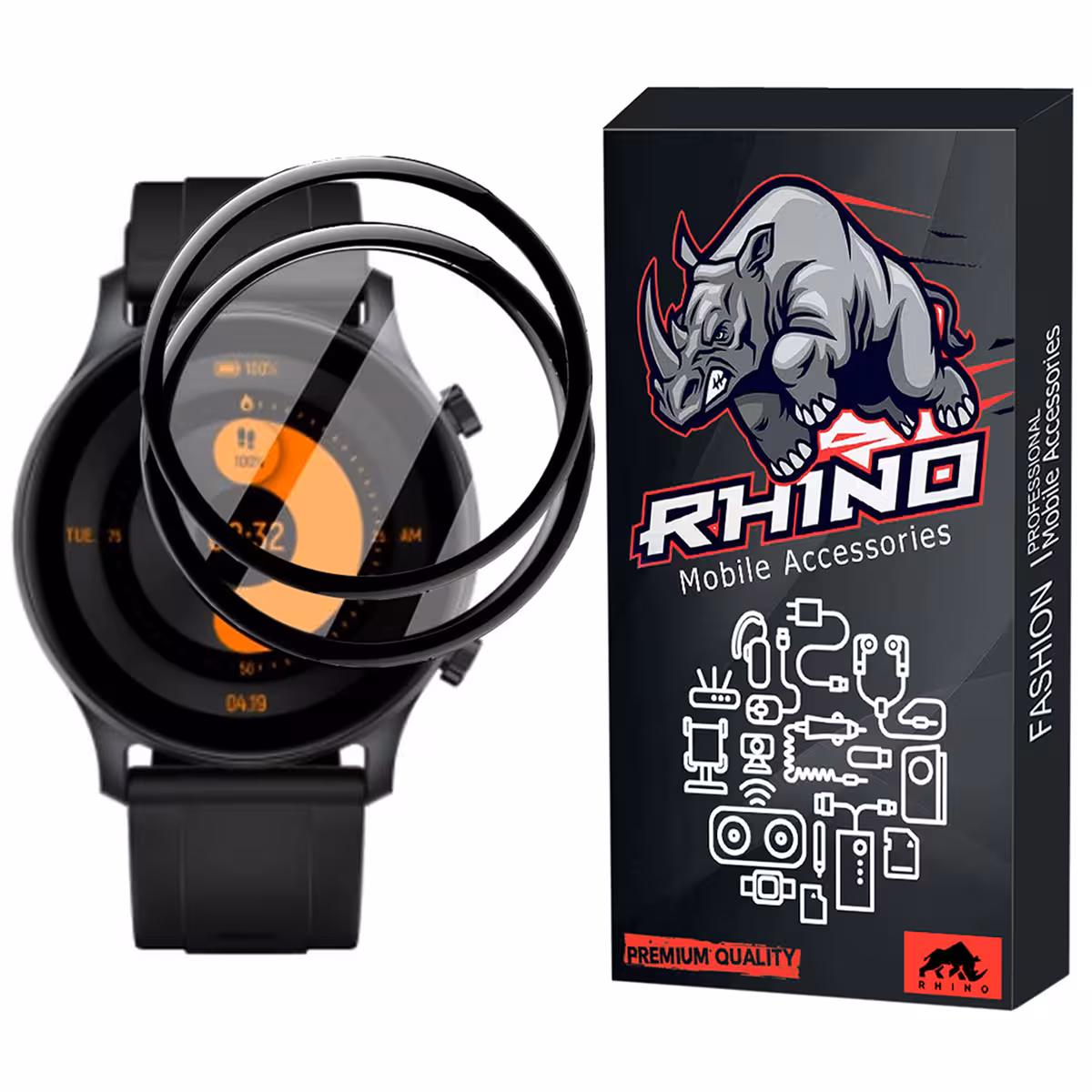 محافظ صفحه نمایش راینو مدل R-PMMA مناسب برای ساعت هوشمند هایلو LS04 RS3 بسته 2 عددی