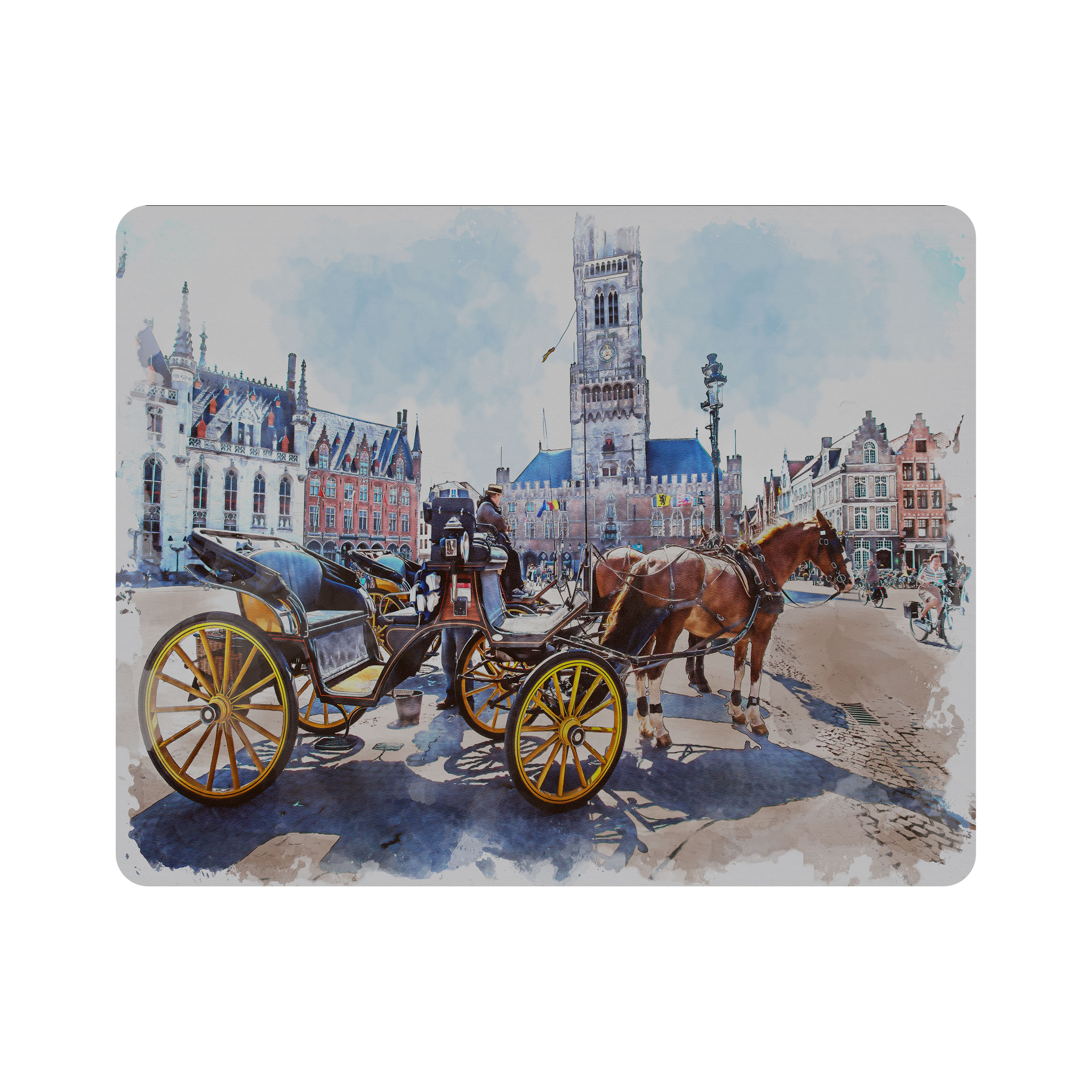 ماوس پد اطلس آبی طرح نقاشی رئالیسم کالسکه و اسب مدل T1008