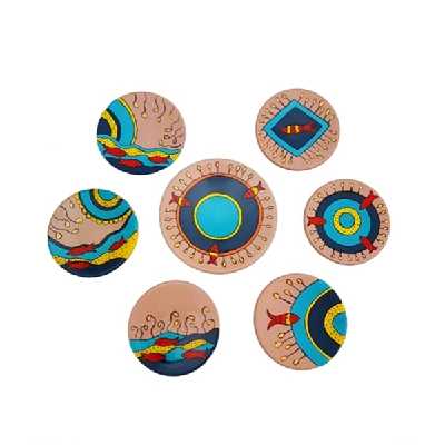 بشقاب دیوارکوب سفالی مدل هفت سین کد 007 مجموعه 7 عددی