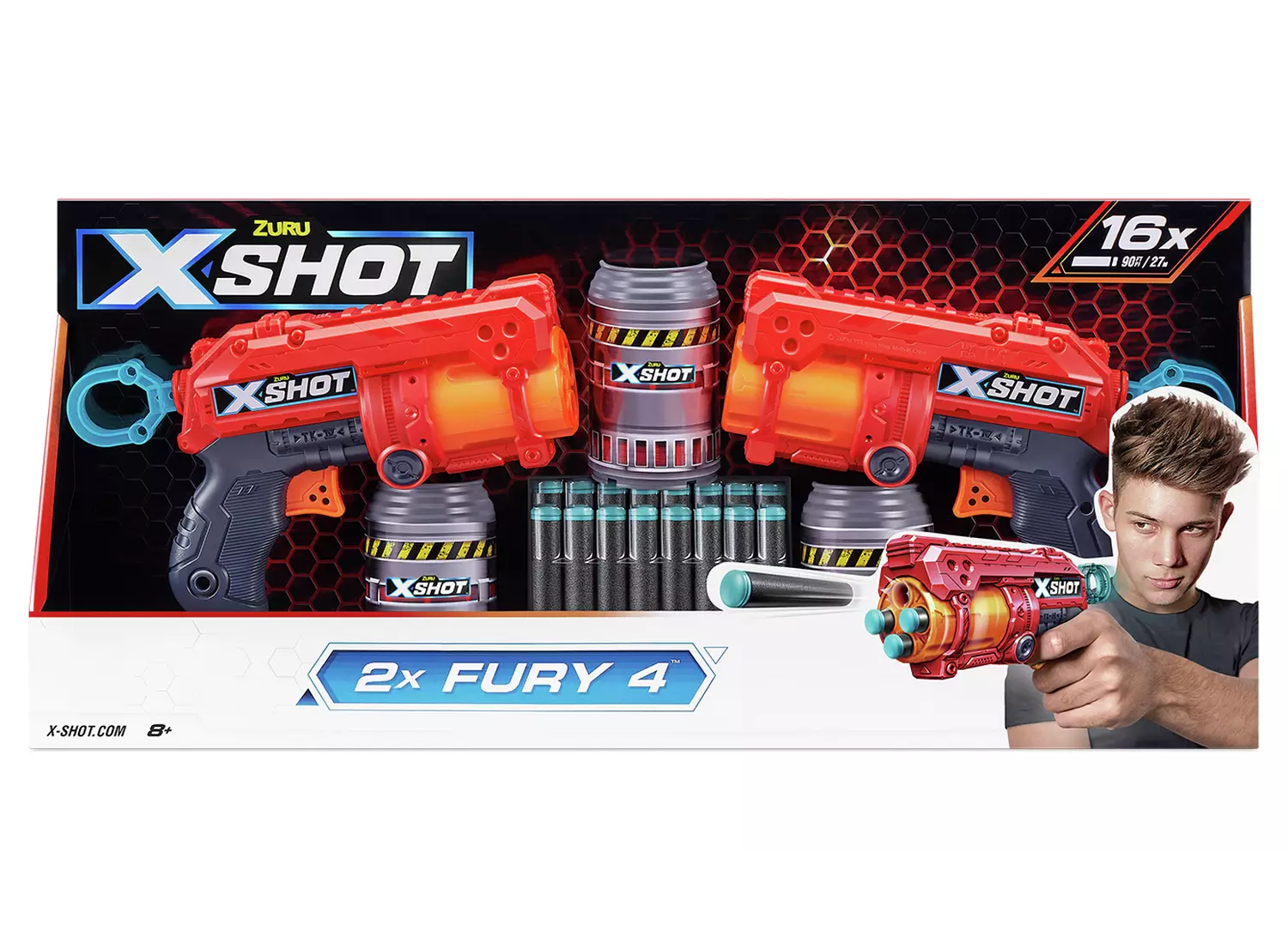خرید تفنگ دوقلو ایکس شات X-Shot Fury 4 Red با بهترین قیمت