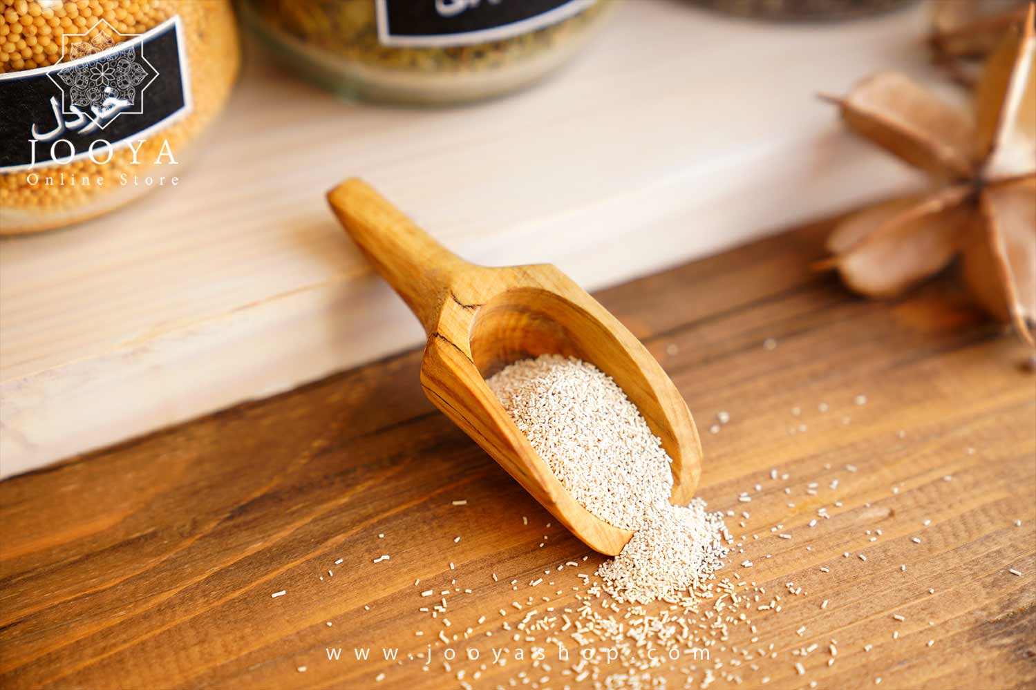 قاشق ادویه سوک کوچک با چوب شمشاد