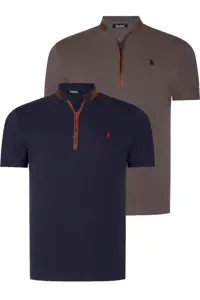 تی شرت قرمز مردانه مجموعه ای از دو Zippered Tresh Navy خاکی Dewberry