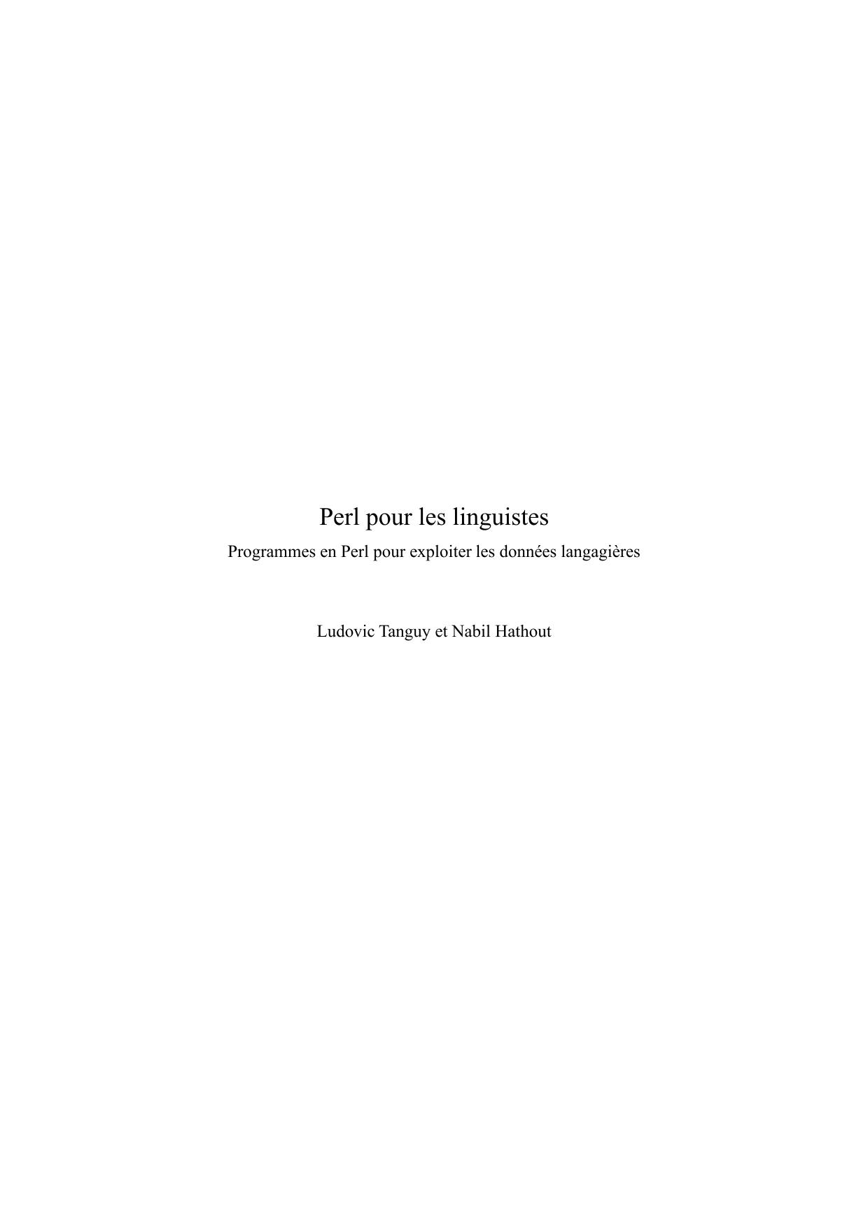 خرید و دانلود نسخه کامل کتاب Perl pour les linguistes