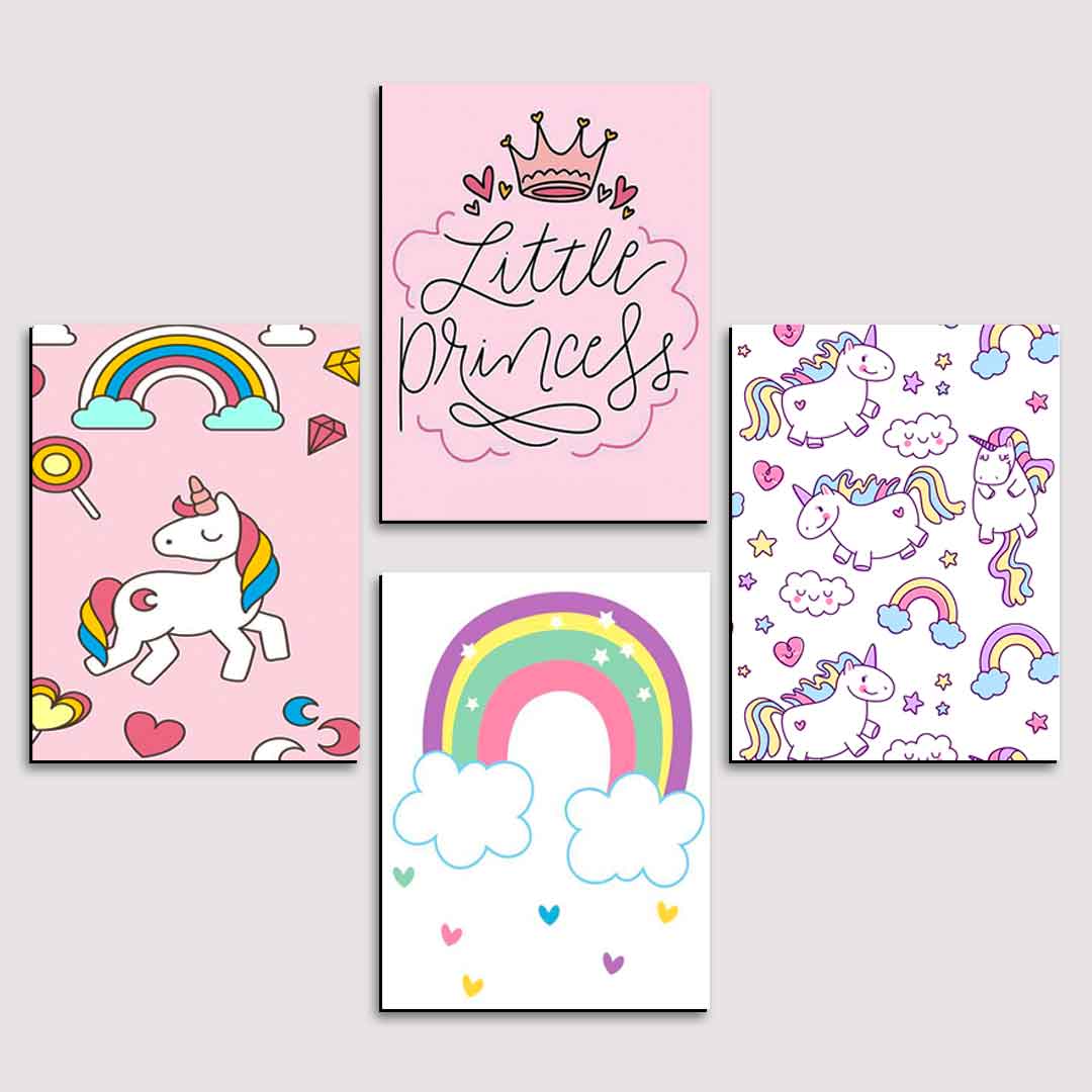 تابلو شاسی طرح دخترانه یونیکورن کد UNC1 مجموعه 4 عددی 