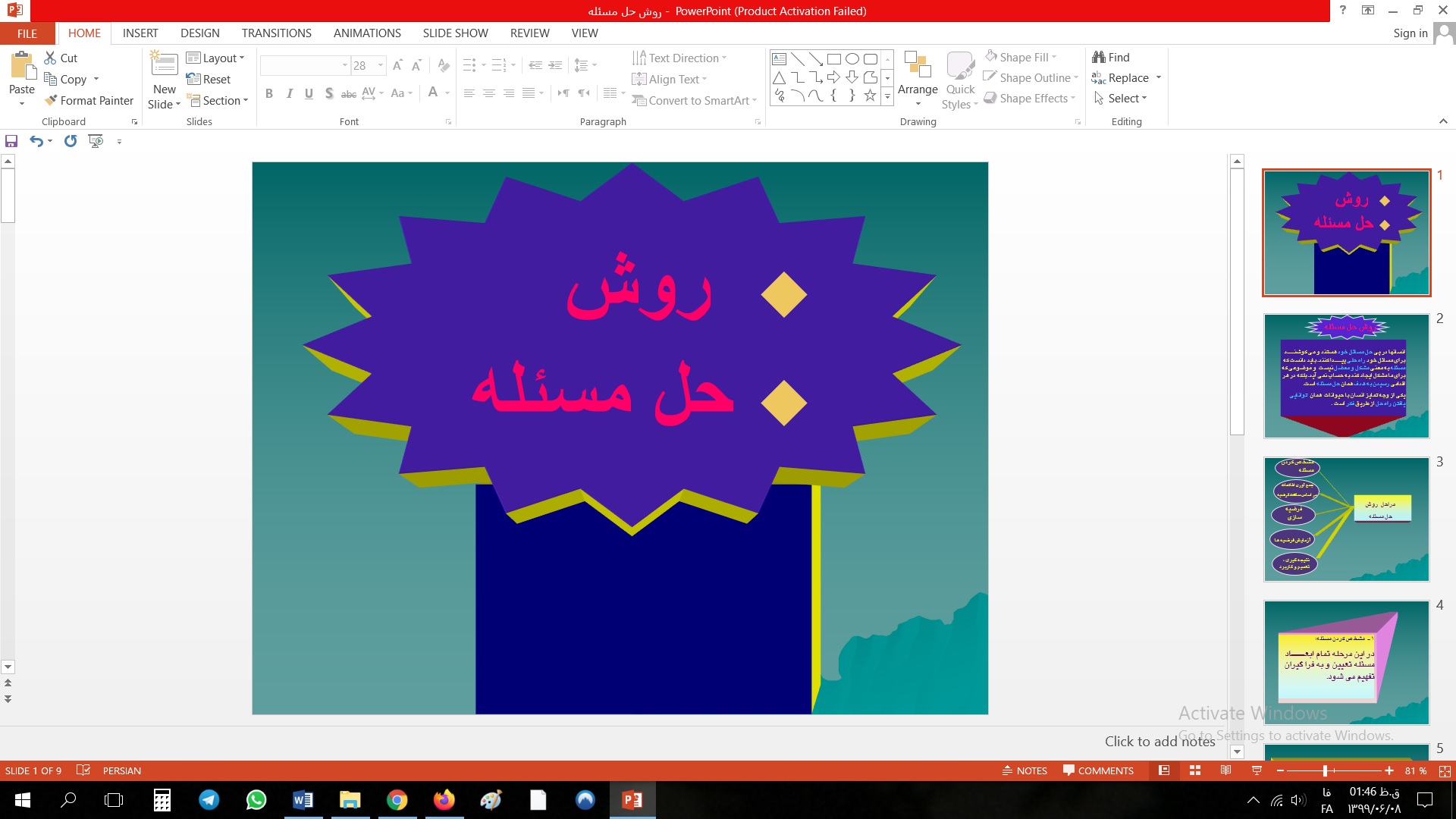 پاورپوینت روش تدریس حل مسئله