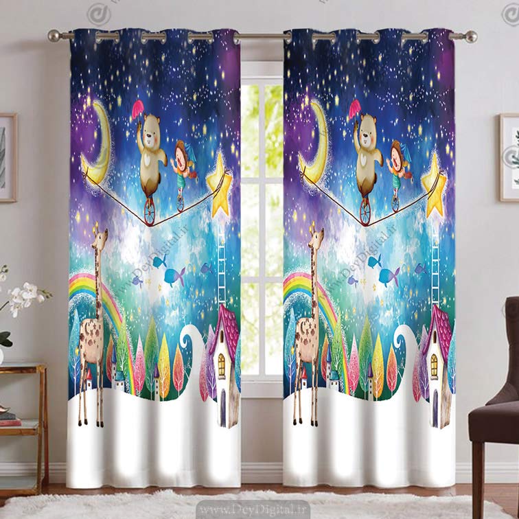 پرده کودک عروسکی طرح ستاره ای PK-4988