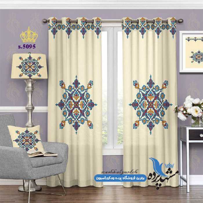 پرده پانچ اسلیمی طرح رنگی کد s-5095