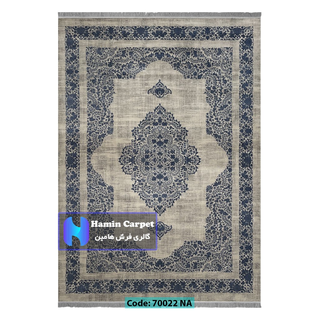 فرش 6 متری 700شانه تراکم 2100 برجسته مدل وینتیج ترنج دار کرم کد SZ70022NA