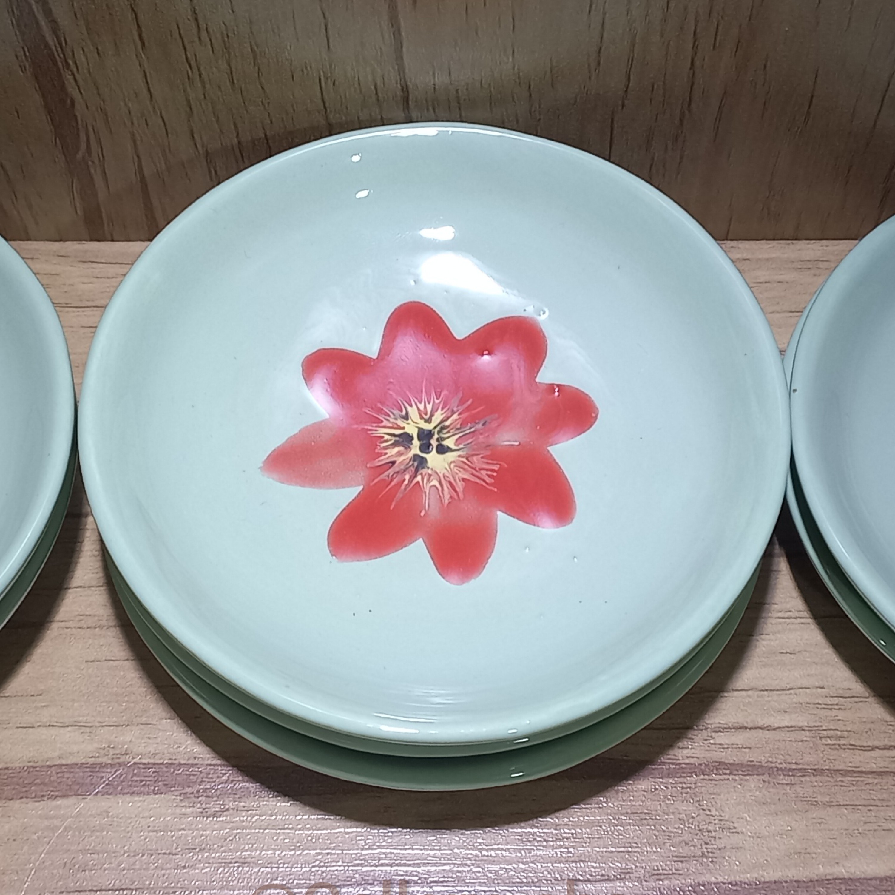 نعلبکی سرامیکی گل انار سبز کروم مخصوص پذیرایی و مصارف خانگی