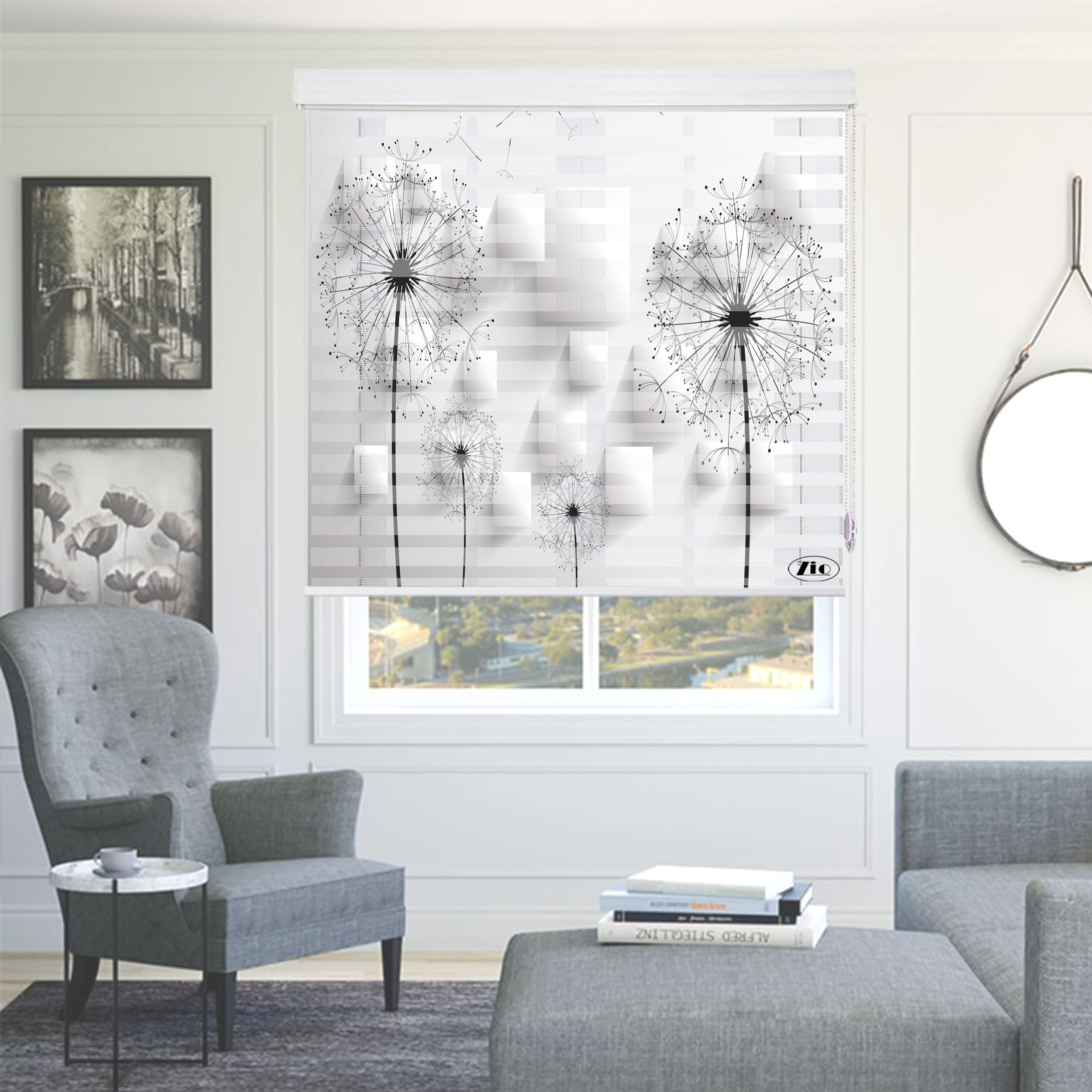 پرده زبرا زیو مدل 3D-1110سایز 150x150 سانتی متر