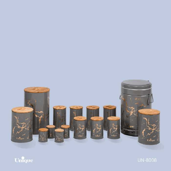 سرویس آشپزخانه 15 پارچه فانتزی طوسی یونیک کد 8008