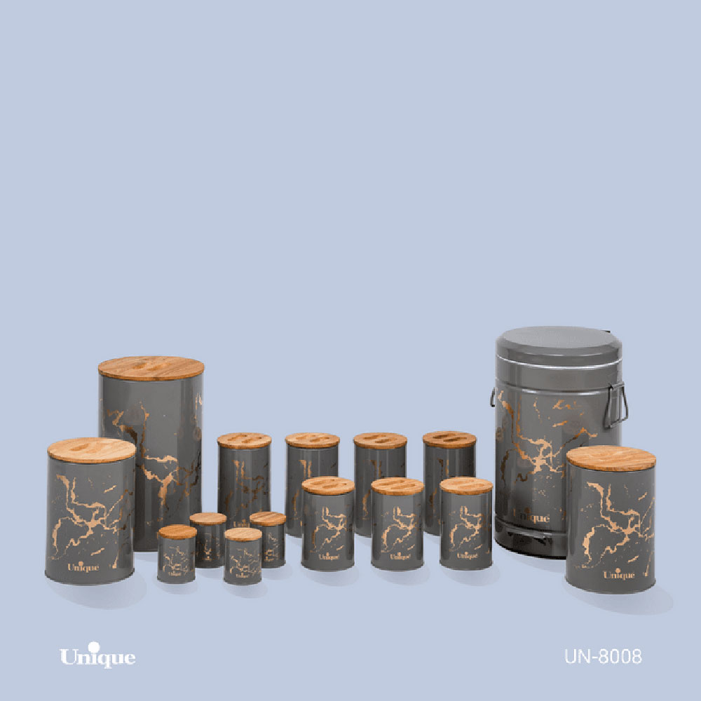 سرویس آشپزخانه 15 پارچه فانتزی طوسی یونیک کد 8008