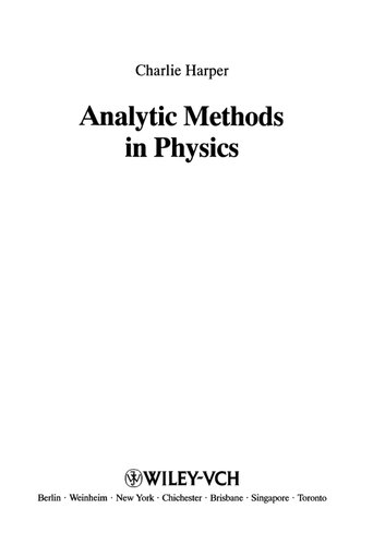 خرید و دانلود نسخه کامل کتاب Analytic Methods in Physics