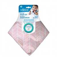 پیشبند سه گوش دخترانه با دندانگیر دکتر براون (Dr Brown’s) +3 ماه