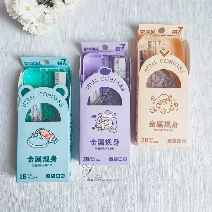 ست گونیا و پرگار 7 تکه فانتزی