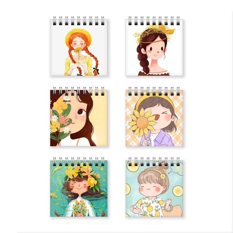 دفترچه یادداشت طرح دخترانه شاد گلگلی کد 52341159 مجموعه 6 عددی