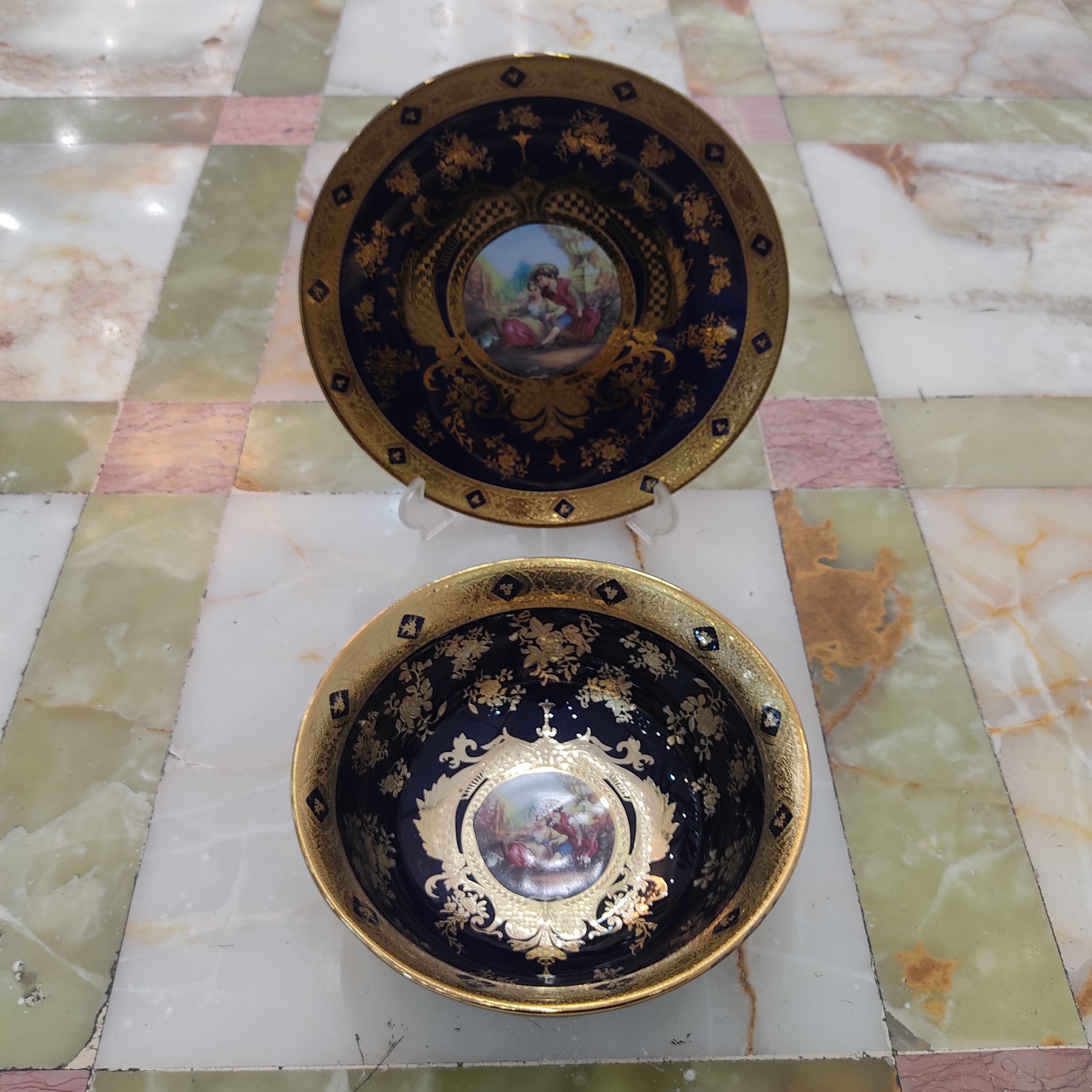 کاسه و بشقاب سرمه ای طرح لیلی و مجنون