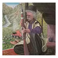 تابلو نقاشی رنگ روغن طرح مرد بختیاری کد 12