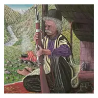 تابلو نقاشی رنگ روغن طرح مرد بختیاری کد 12